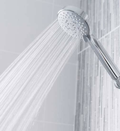 Shower head on